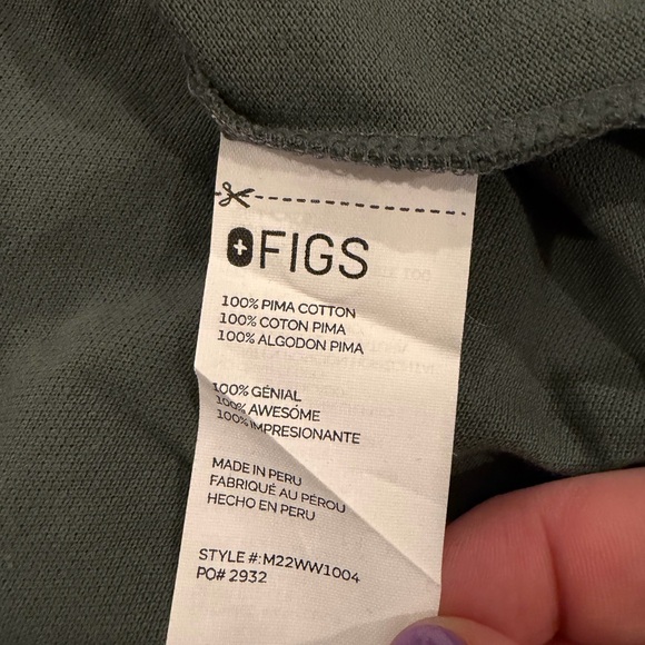 FIGS PRO Piqué Men’s Scrub Polo Green Short Sleeve Pima Cotton Large - Picture 5 of 8